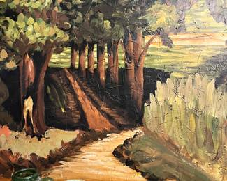 Large woodland acrylic painting