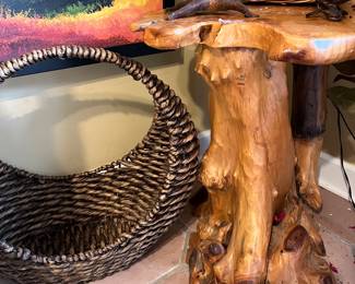 Natural burled cypress knee table