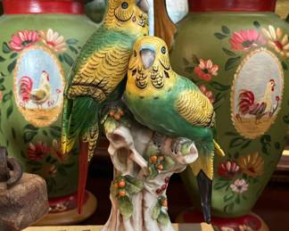 Lovely English porcelain parrots!