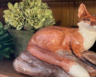 Very old ceramic fox all hand painted 