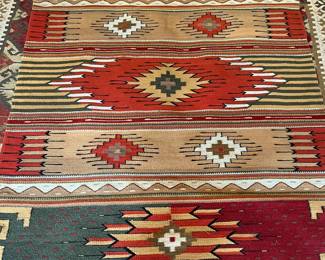Large brightly colored Zapotec wool hand woven rug…this one is special…$$$