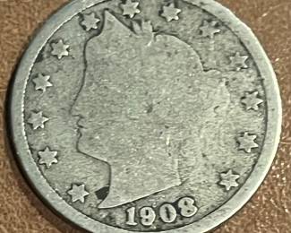 1908 liberty V nickel 