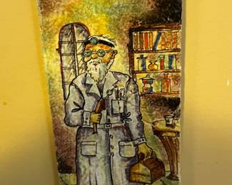 Set of 5 expensive hand painted Italian terra cotta tiles