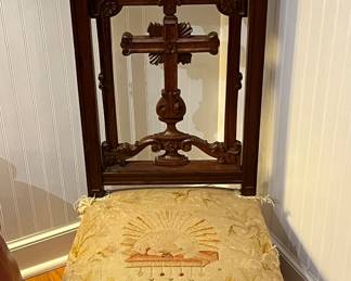 Prie Dieu with orginal French tapestry of the lamb of God circa 1790-1810