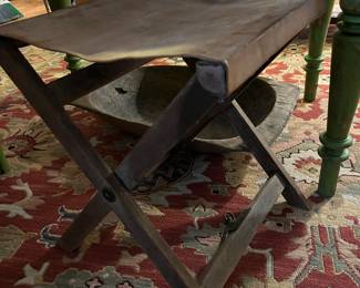 Antique leather camp bench in amazing condition 