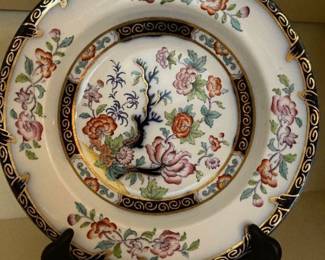 Set of 12 Brown Westhead & Moore 10.25" Dinner Plate Flow Blue Indian Tree…MINT CONDITION 