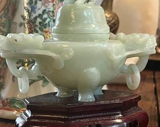 Small antique jade incense burner 