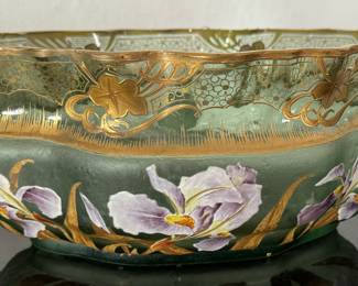 Mont Joye hand painted iris bowl