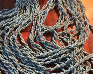 Micro beaded natural turquoise bib necklace 