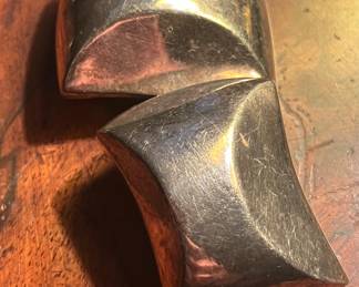 Huge 1940s early electroform sterling ear clips…AMAZING LOOKING contemporary design 