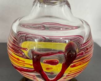 Yellow, red and clear Jiri MOSER VASE
