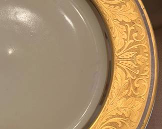 GORGEOUS Limoges service plates with a wide 24K band circa 1900