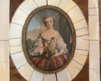 The young Josephine miniature portrait carved frame…$400