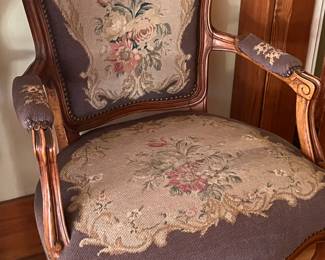 Pair of gorgeous Louis Philippe chairs with original Aubusson tapestry