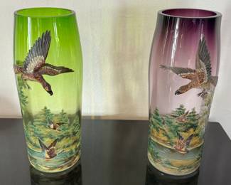 Pair MOSER signed fine antique eagle vases…museum quality 