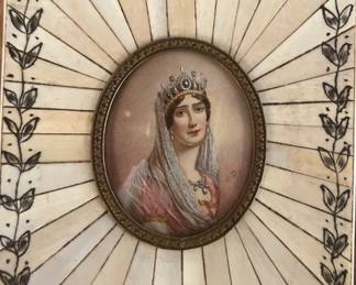  A MATCHED PORTRAIT MINIATURES OF NAPOLEON AND JOSEPHINE IN CARVED FRAMES…$1200 for the pair 