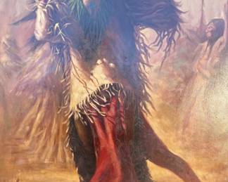 Large Troy Denton…”Warrior’s Prayer”American Postwar & Contemporary painter who was born in 1949.