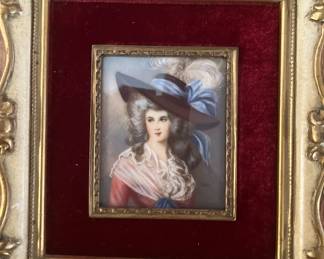 Antique porcelain painting of a young lady, 19th century $600