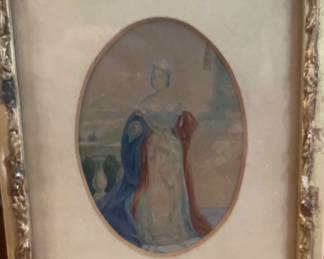Antique aquatint of Isabella of Spain $350