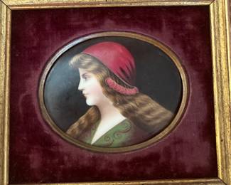 French h antique Louis XVI Jewelry trinket box porcelain miniature that had been framed…$400