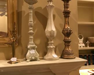 Wooden, iron candle holders