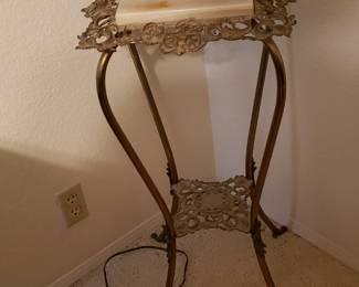 Marble top tall stand for plants, lamp, pottery.