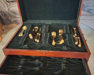 Inside of silverware chest with drawer