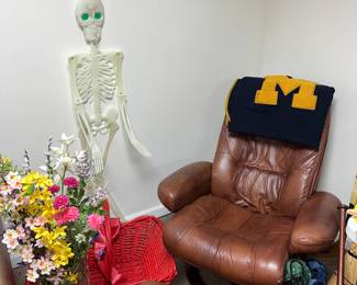 VINTAGE GLOW IN THE DARK SKELETON CHAIR WITH OTTOMON