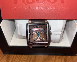 Rare Brown Face Tissot Quadrato Chronograph, Swiss men's watch