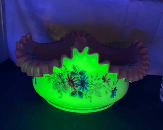 2 uranium glass pink under black light