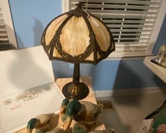 Bradley and Hubbard Slag Glass Lamp