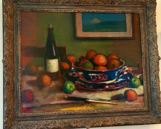 Richard Brodie-"Bowl of Fruit" original oil painting.