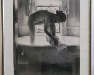 Narina Sokolova-Bather" original charcoal on paper artwork