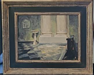 James Crandall-"Interior, Parrish Church, Lucca Toscana, Italy" original oil painting