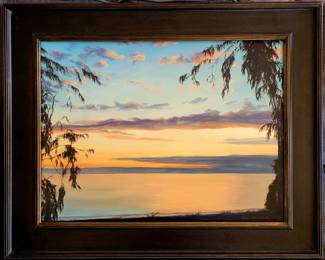 Isabel Wadsworth-"Sunset on Ocean Avenue" original oil painting