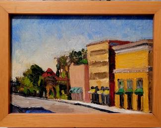 Susan Arnold...bookshelf small oil painting