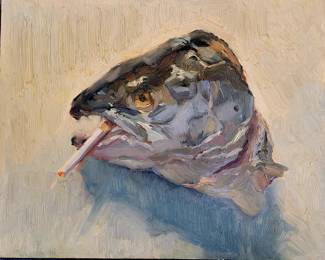 John Brosio -"Smoking Fish" original oil painting