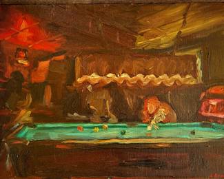 John Brosio-"The Pool Hall" original oil painting