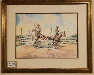 Wester artist Paul Abram original watercolor.