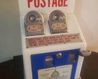 Very cool old stamp vending unit with key!