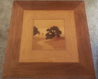 A more 2 dimensional look at the inlay on the card table.