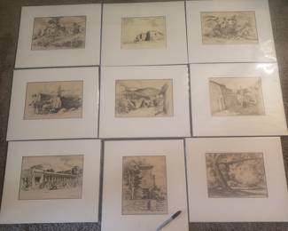 Nine Arthur Hall prints (only one is pencil signed) Would like to sell as set but we'll also price for individual sale.