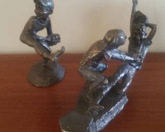 Two fun Mark Hopkins bronze cast baseball sculptures. 