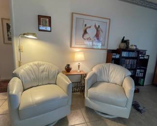 Custom Leather Barrel swivel chairs by Creative Leather 