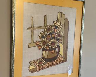 Vintage crewel needlepoint piece 
