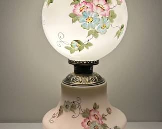 Hand painted GWTW style electrified Parlor Lamp