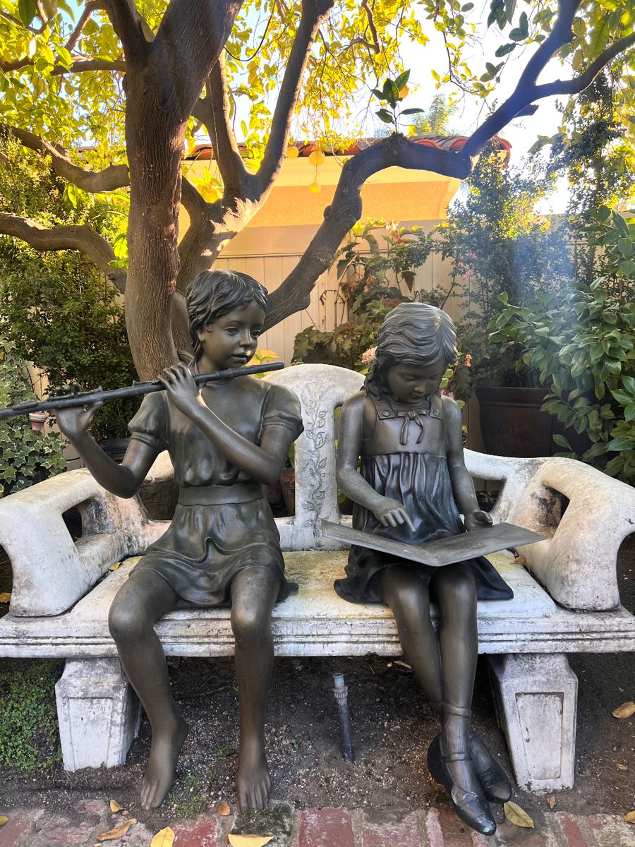 Bronze beauties on superb cement bench (Super Heavy!)