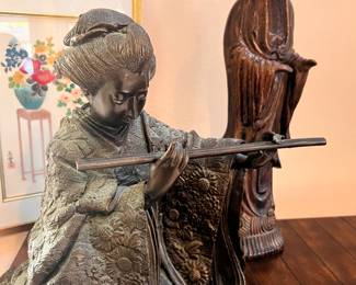 Bronze and wood Asian Sculptures