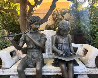 Bronze beauties on superb cement bench (Super Heavy!)