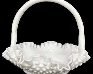 Milk Glass Hobnail Basket